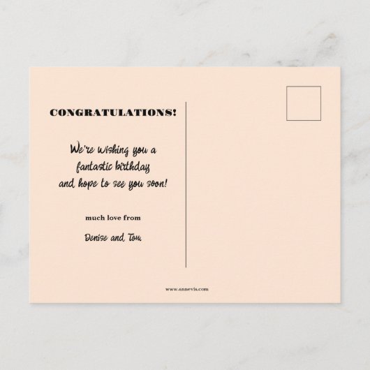 ふんわりガーリーおもしろ写真 パステル誕生日 ポストカード (裏面)