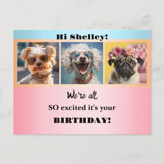 ふんわりガーリーおもしろ写真 パステル誕生日 ポストカード (正面)