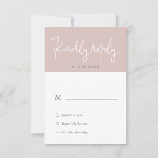 ふんわりパステルモダン ブラッシュ RSVP カード (正面)