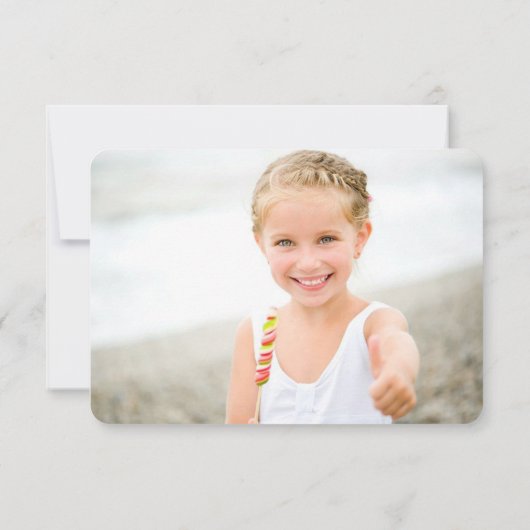 ふんわりピンクのカップケーキの木 子どもの誕生日写真 サンキューカード (裏面)