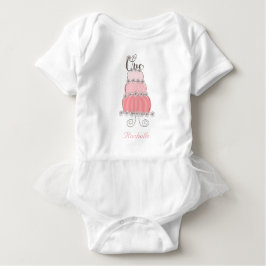 ふんわりピンクのケーキ 女の子の1歳の誕生日パーティー ベビーTシャツ