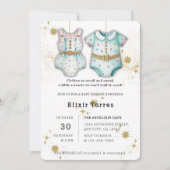 ふんわりベビー服　男女兼用ベビーシャワー 招待状 (正面)