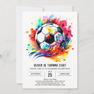 ふんわりボール編集可能なサッカー誕生日 招待状