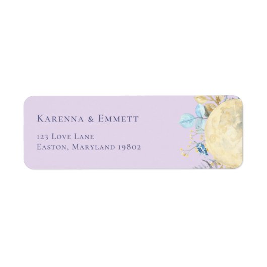 ふんわりムーンパープルベビーシャワー返信住所ラベル ラベル (正面)