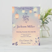 ふんわりランタン誕生日 かわいいハリネズミ 招待状 (スタンド正面)