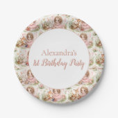 ふんわり妖精の1歳誕生日 ペーパープレート (正面)