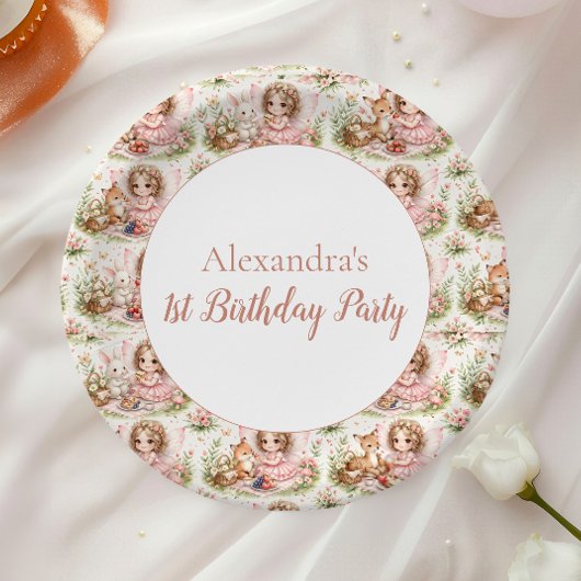 ふんわり妖精の1歳誕生日 ペーパープレート