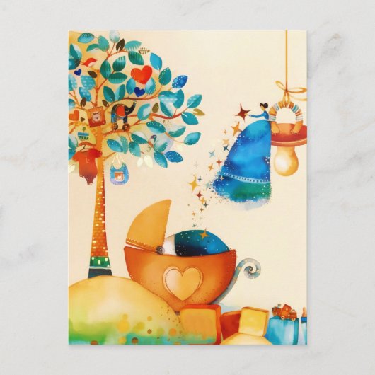 ふんわり妖精 おめでとうベイビー ポストカード (正面)