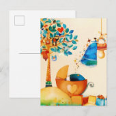 ふんわり妖精 おめでとう 新生児 案内ポストカード (正面/裏面)