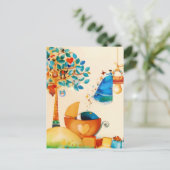 ふんわり妖精 おめでとう 新生児 案内ポストカード (スタンド正面)