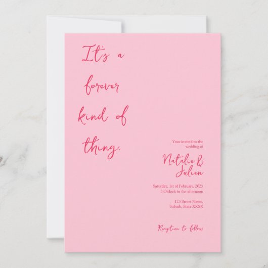 ふんわり明るいピンクの結婚式招待状 招待状 (正面)