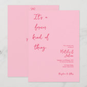 ふんわり明るいピンクの結婚式招待状 招待状 (正面/裏面)