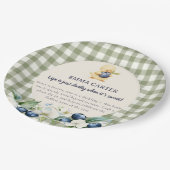 ふんわり甘い雰囲気のベビーシャワー用紙皿 Sage Gingham Duckling ペーパープレート (アングル)