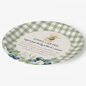 ふんわり甘い雰囲気のベビーシャワー用紙皿 Sage Gingham Duckling ペーパープレート (アングル)