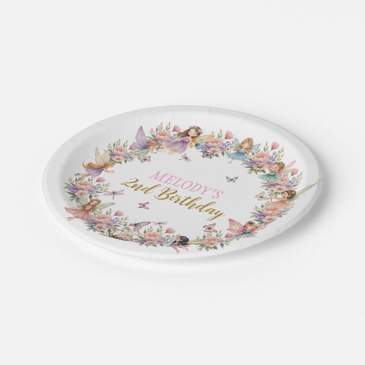 ふんわり花の妖精ガーデン2歳の誕生日 ペーパープレート (アングル)