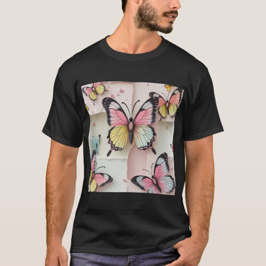 ✨ ふんわり蝶の夢 – カートゥーン風Tシャツ Tシャツ (正面)