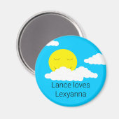 ふんわり雲の笑顔の太陽： マグネット (正面/裏面)