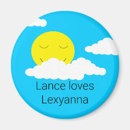 ふんわり雲の笑顔の太陽： マグネット