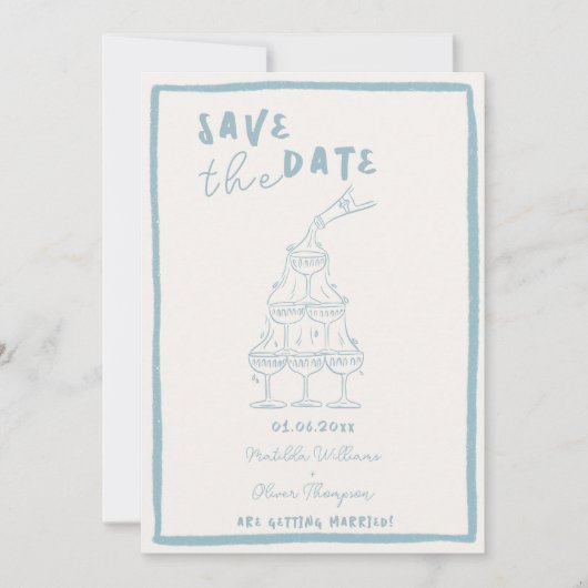 ふんわり ミスティーブルー Save The Date ご案内 招待状 (正面)