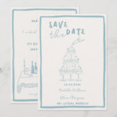 ふんわり ミスティーブルー Save The Date ご案内 招待状 (正面/裏面)