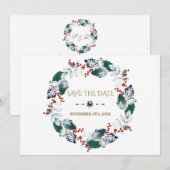 ふ whimsicalな冬の神聖なベリーリース Save The Date セーブザデート (正面/裏面)