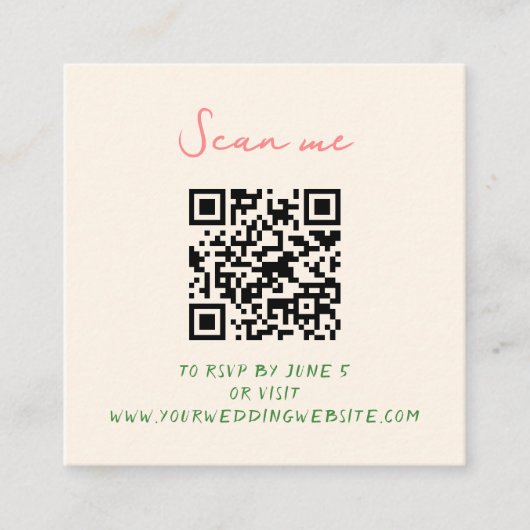 ふ whimsical で風変わりな手書きの結婚式出欠確認カード エンクロージャーカード (正面)