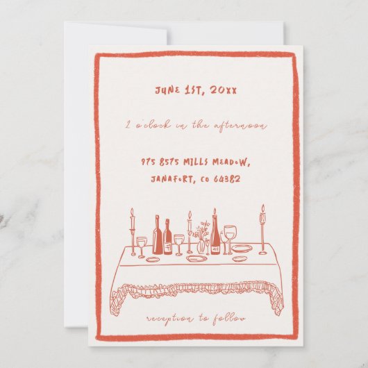 ふ whimsical 銅色の Save The Date 招待状 (裏面)