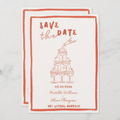 ふ whimsical 銅色の Save The Date 招待状 (正面/裏面)