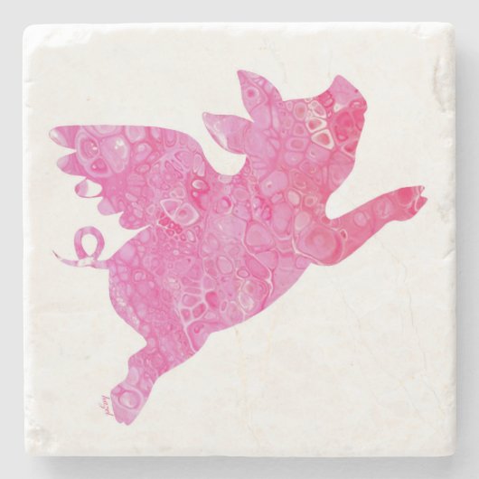 ぶた飛んでいる、ぶたが飛ぶとき、ぶたの贈り物。 ストーンコースター (正面)