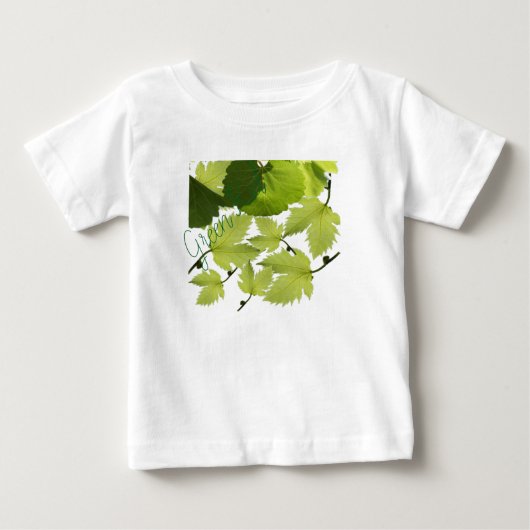 ぶどうつる植物グリーン葉ズ ベビーTシャツ (正面)