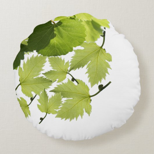 ぶどうつる植物グリーン葉ズ ラウンドクッション (裏面)
