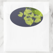 ぶどうつる植物グリーン葉ズ 楕円形シール (バッグ)