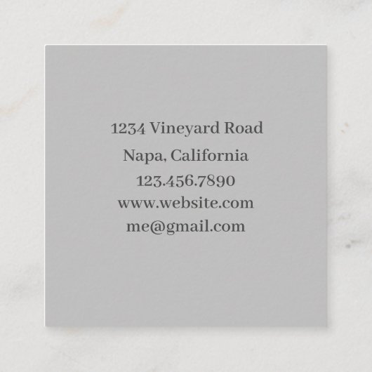ぶどうつる植物ブドウ畑ワイン スクエア名刺 (裏面)