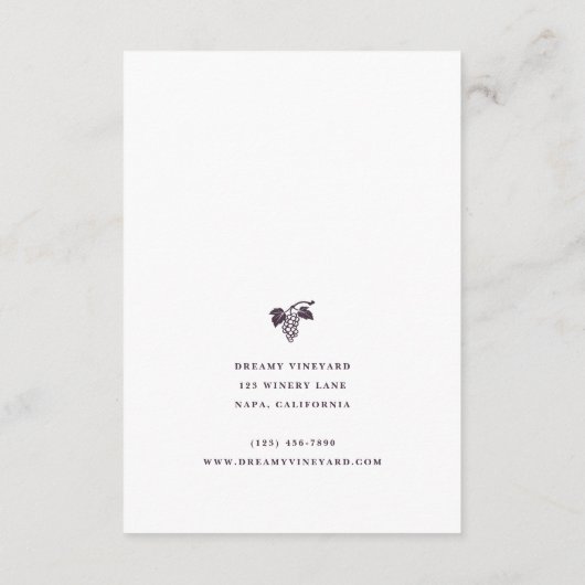 ぶどうつる植物ワイナリー&ヴィネヤードウェディングレセプション エンクロージャーカード (裏面)