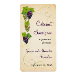 ぶどうつる植物ワインボトル ラベル