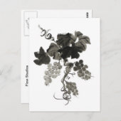 ぶどうつる植物墨絵 ポストカード (正面/裏面)