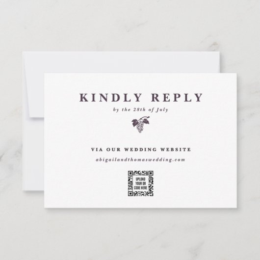 ぶどうつる植物電子QRコード結婚のくもの巣サイト 出欠カード (正面)