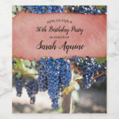 ぶどうつる植物&ワインステイン50誕生日 ワインラベル (シングルラベル)