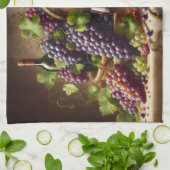 ぶどうとワインが生き残る キッチンタオル (折り畳み)