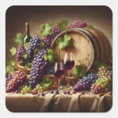 ぶどうとワインが生き残る スクエアシール (正面)
