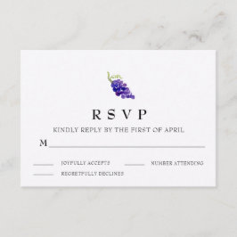 ぶどうのつる植物ワインウェディングRSVPカード 出欠カード