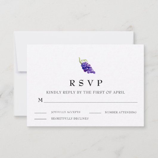 ぶどうのつる植物ワインウェディングRSVPカード 出欠カード (正面)