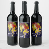 ぶどうの女性、ブドウ畑の収穫アールヌーボー ワインラベル (ボトル)