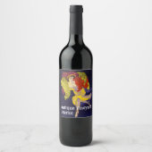 ぶどうの女性、ブドウ畑の収穫アールヌーボー ワインラベル (正面)