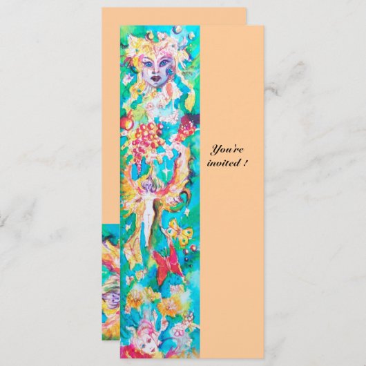 ぶどうの妖精物語 ピンク 青 フクシア 白 招待状 (正面/裏面)