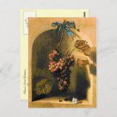 ぶどうの実が吊るされた古風なブドウ栽培、素朴なワイナリー ポストカード (正面/裏面)