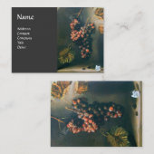 ぶどうの実が垂れる、蝶、素朴なワイナリー 名刺 (正面/裏面)