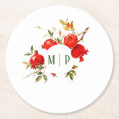 ぶどうの実 水彩テーマ 明るい色彩 ラウンドペーパーコースター (正面)