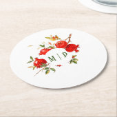 ぶどうの実 水彩テーマ 明るい色 ラウンドペーパーコースター (アングル)