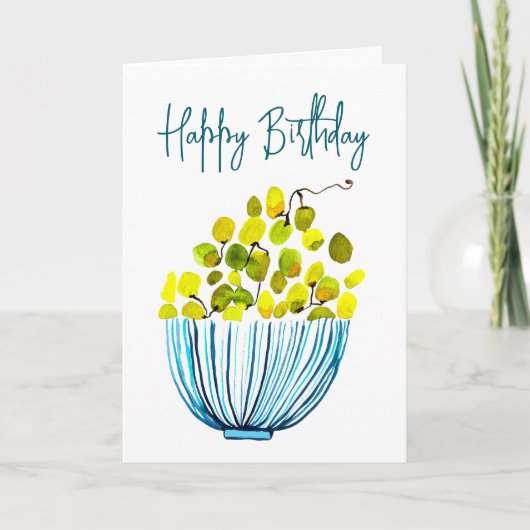 ぶどうの水色かわいい果物 カード (正面)